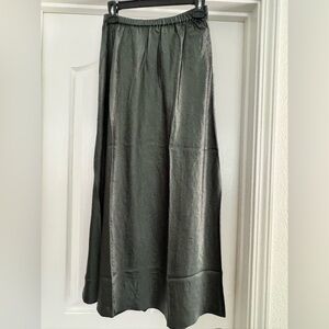 Eileen Fisher Crinkle Satin Bias Skirt GREEN